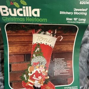 Bucilla Holly Berry Girl Bear Jeweled Stitchery Stocking Kit 82074 Christmas New